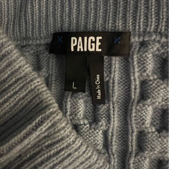 NWOT Paige Juliet Cable Wool Blend Sweater Skirt in Sky Blue – Sz L - Picture 7 of 7